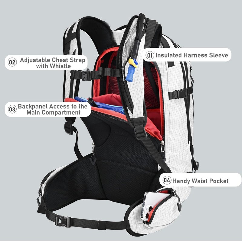 SEMSTY Ski and Snowboard Hydration Backpack - Cold-Weather Winter - 2L Water Reservoir and Insulated Harness - Image 3